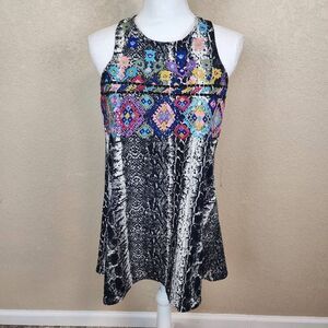 Judith March Snakeskin Print Embroidered Tank Top Medium (4815)
